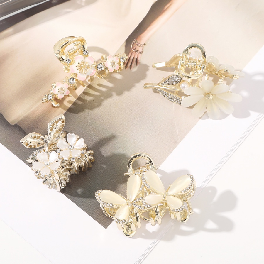 Kẹp Tóc Hợp Kim Hình Hoa Đính Đá Phong Cách Hàn Quốc Cho Nữ