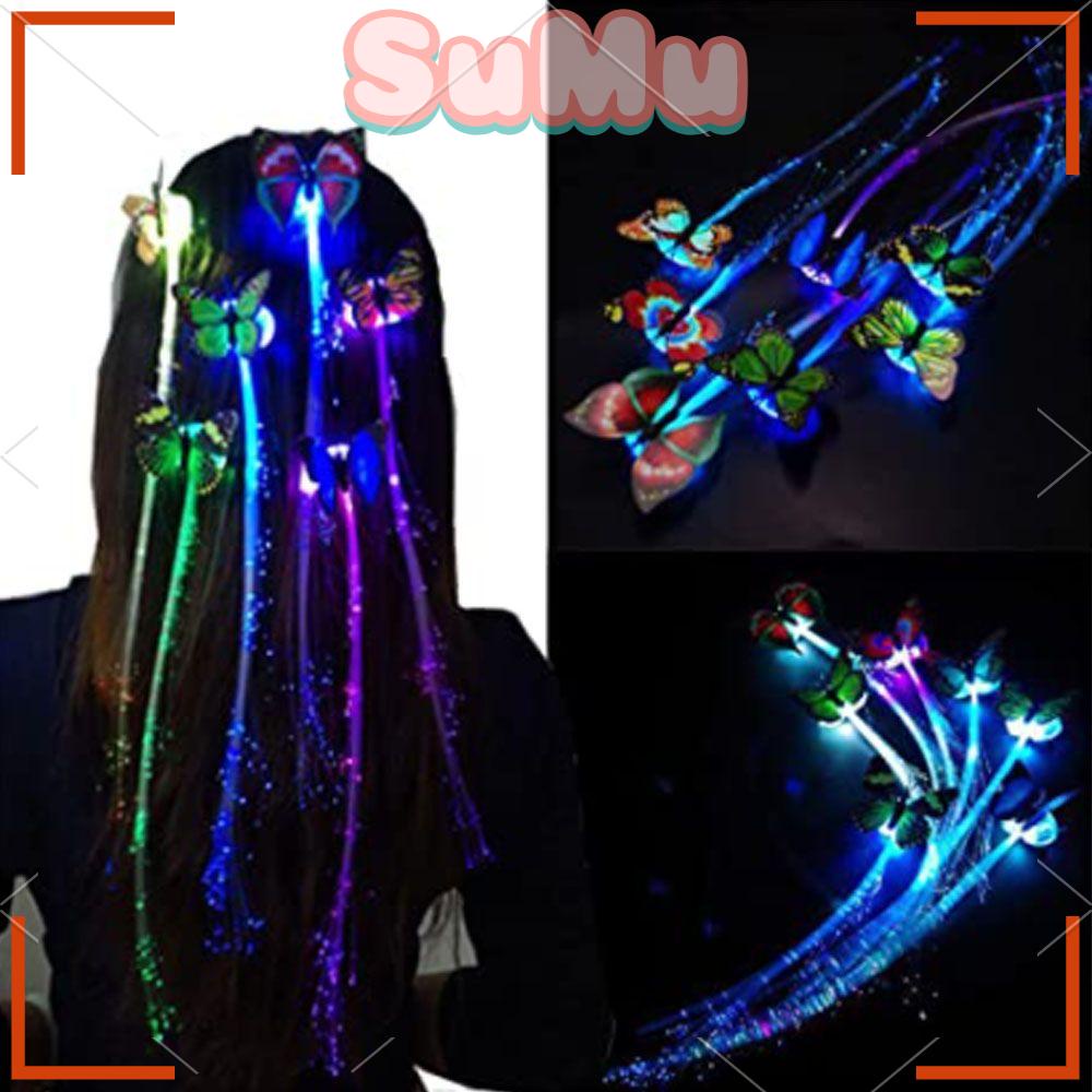 SUMU Kẹp Tóc Hình Bướm Có Đèn Led Nhiều Màu Sắc