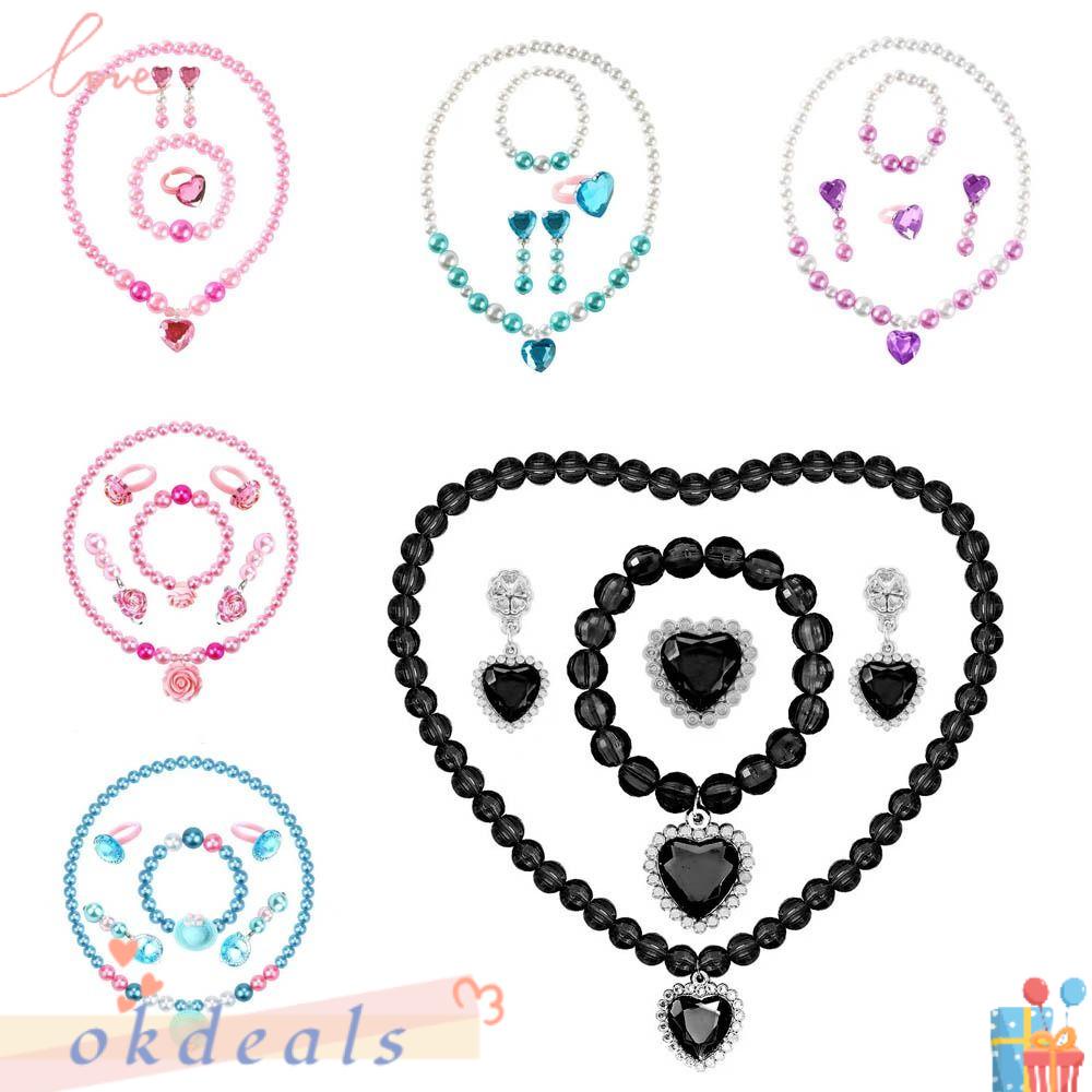 Vòng Tay / Vòng cổ Chuỗi Hạt Hình Hoa / Trái Tim Hoạt Hình Dễ Thương Dùng Làm Quà Tặ