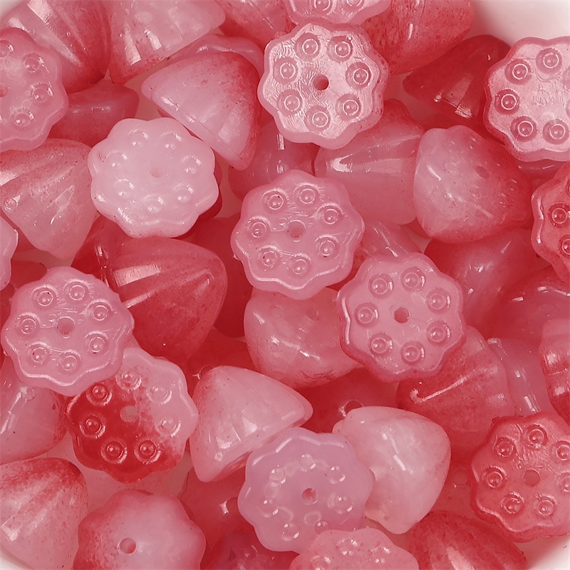 Set 50 Hạt Xâu Chuỗi 10mm Hình Hoa Sen Tự Làm Trâm Cài Tóc