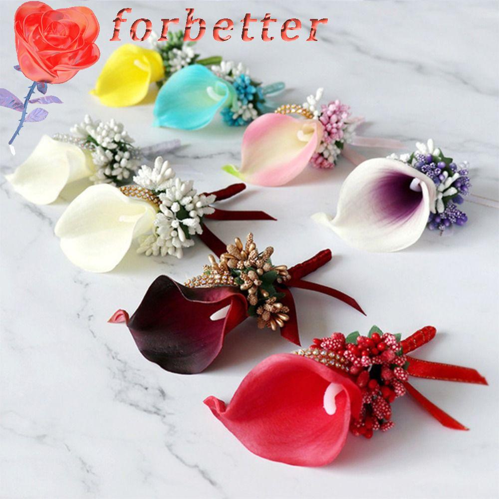 FORBETTER Huy Hiệu Cài Áo Hình Hoa Calla Cho Chú Rể