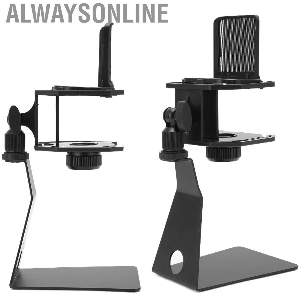 Alwaysonline Microphone Table Mount  Desktop Universal Mic Bracket Clamp Stable for Singing Recording