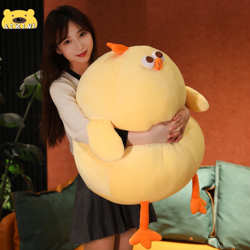 Thú nhồi bông AIXINI hình gà vàng dễ thương mềm mại trang trí phòng ngủ cho bé 65cm