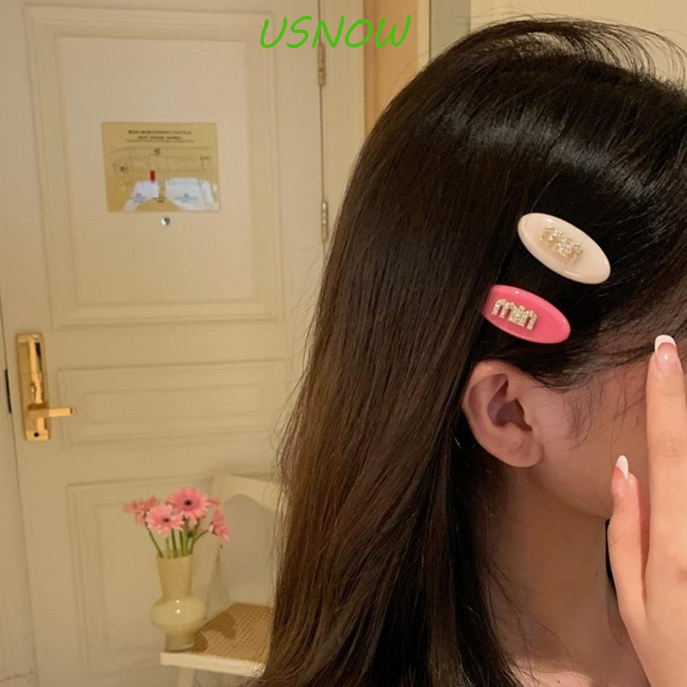 USNOW Kẹp Tóc Hình Elip Y2k Mini Bằng Nhựa Resin Thời Trang Cao Cấp