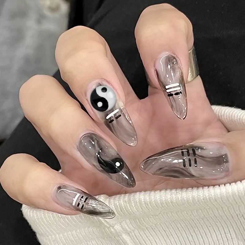 Sticker 3D | Bát Quái Trắng Đen | Hình Dán Móng Tay