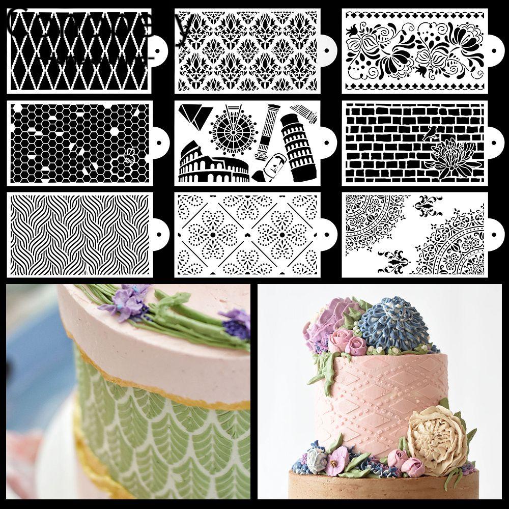 CONOPERY Khuôn Trang Trí Bánh Kem Dạng Lưới In Họa Tiết Ren Rỗng Cho Đám Cưới