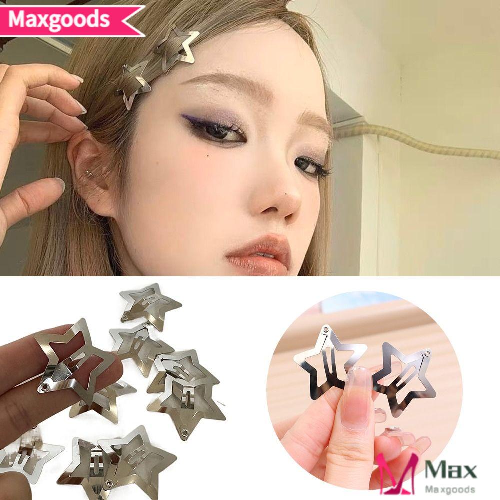 MAXG Kẹp Tóc Hình Ngôi Sao Năm 90s Bằng Kim Loại Màu Bạc Cho Bé