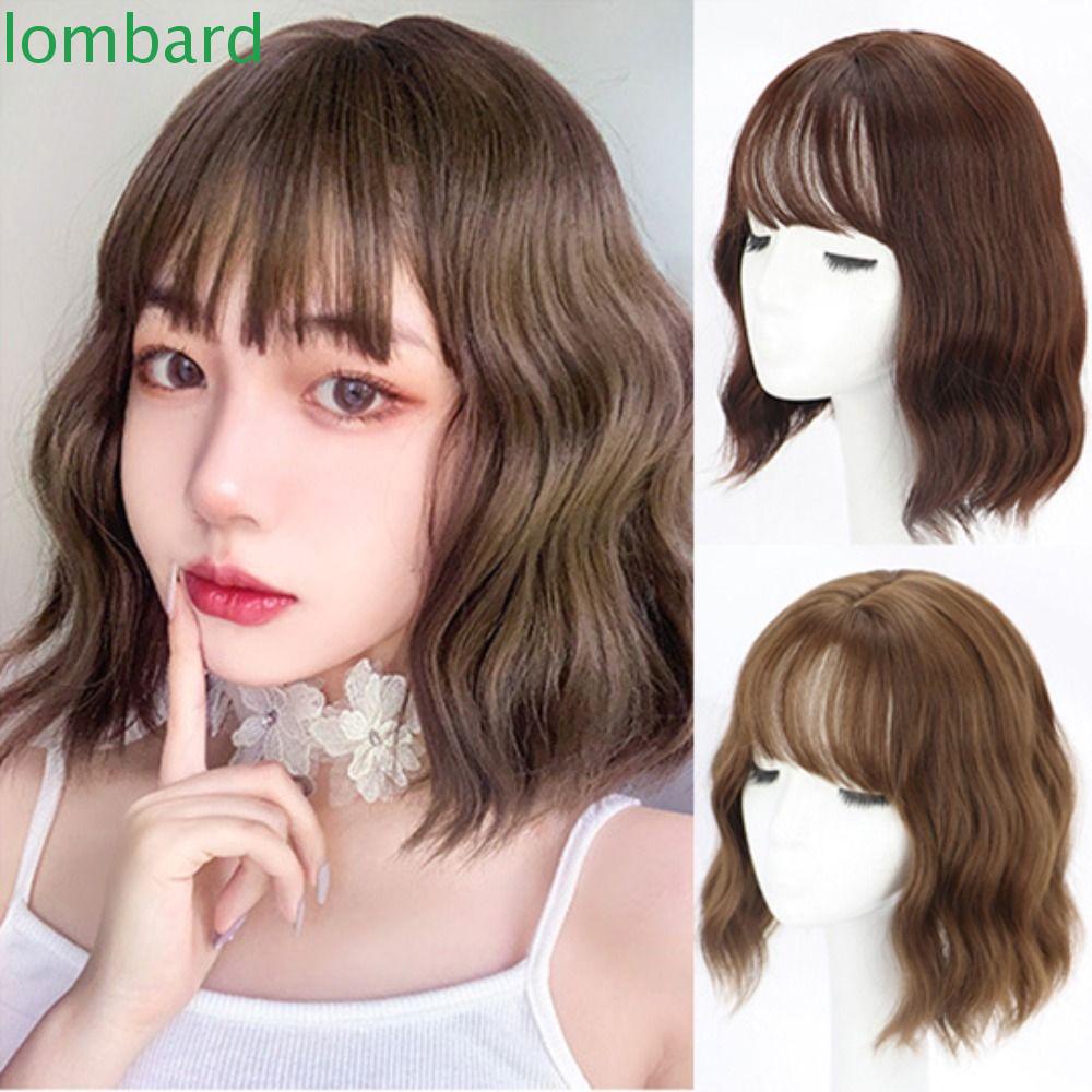 LOMBARD Tóc Giả Ngắn Xoăn Cách Nhiệt Bằng Sợi Tổng Hợp Chất Lượng Cao Cho Nữ