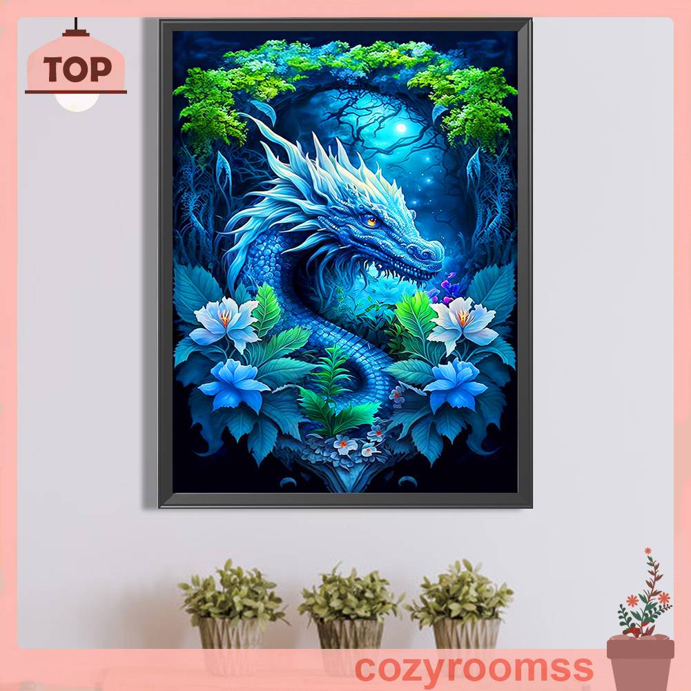 Tranh Đính Đá Kim Cương Toàn Bộ 5D DIY Hình Vẽ Rồng Trang Trí Nhà Cửa