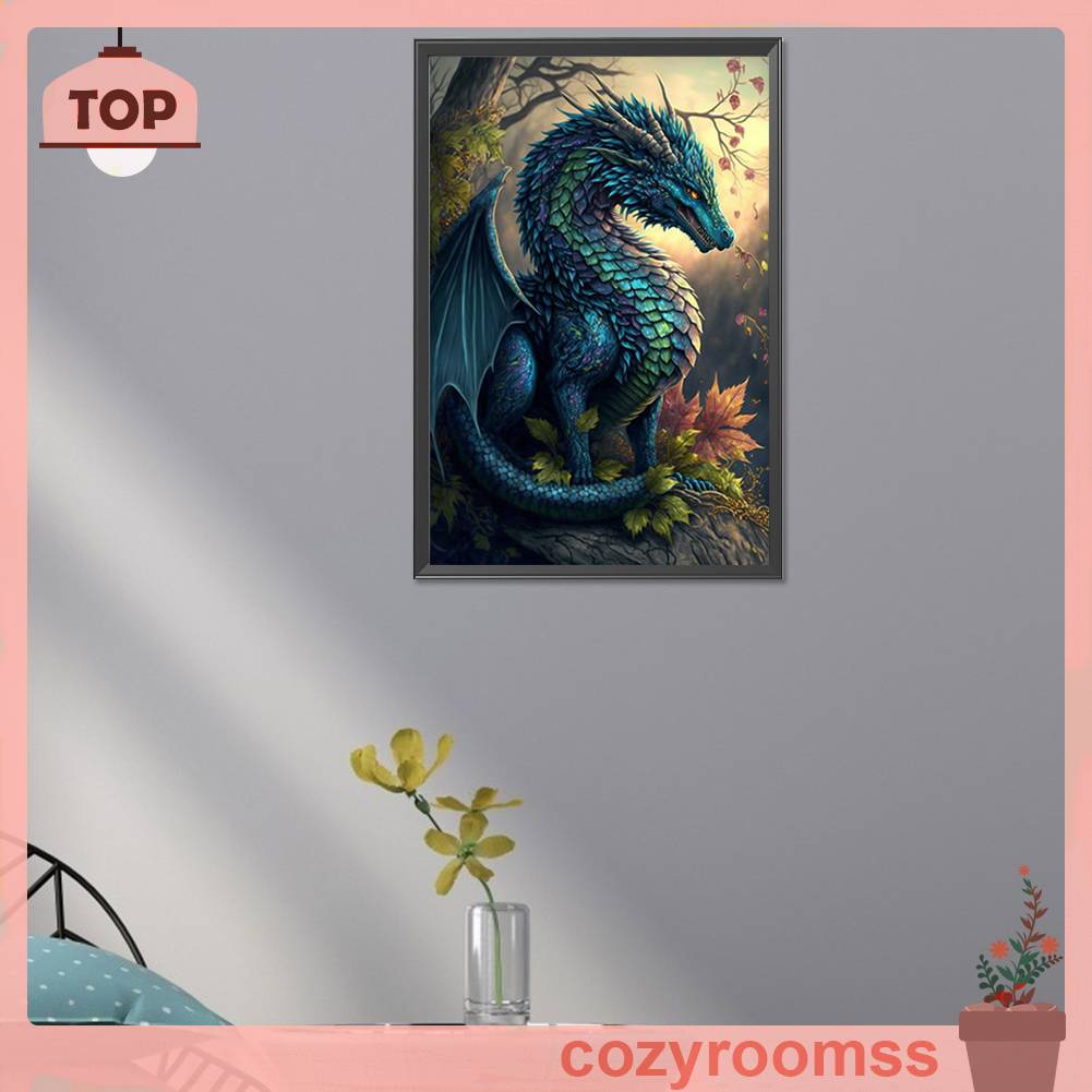 Tranh Đính Đá Kim Cương Toàn Bộ 5D DIY Hình Vẽ Rồng Trang Trí Nhà Cửa