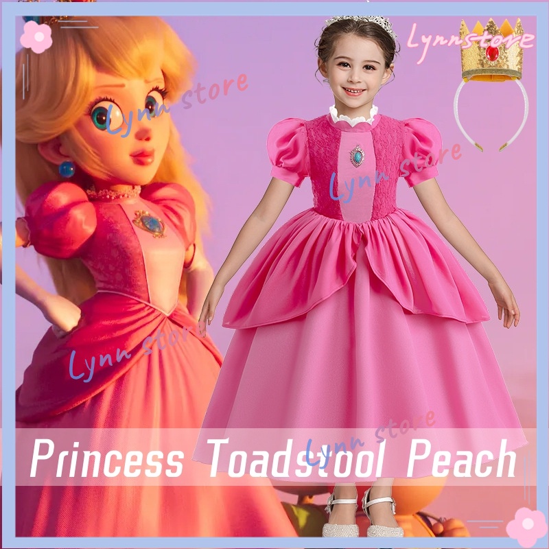 Bộ Đầm Hóa Trang Công Chúa Đào Kèm Vương Miện Xinh Xắn Cho Bé Gái