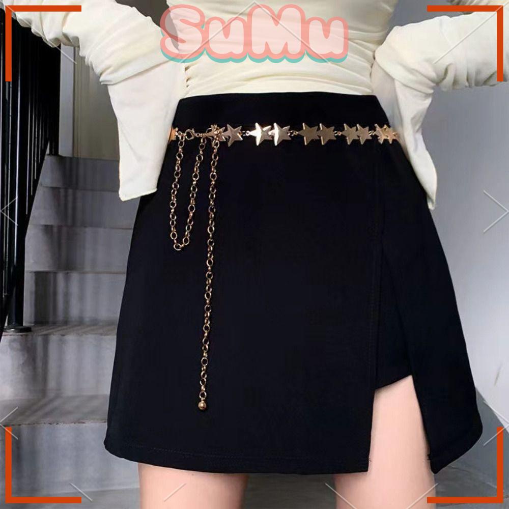 SUMU Thắt Lưng Dây Xích Bằng Kim Loại Mặt Ngôi Sao Năm Cánh Thời Trang Cho Nữ