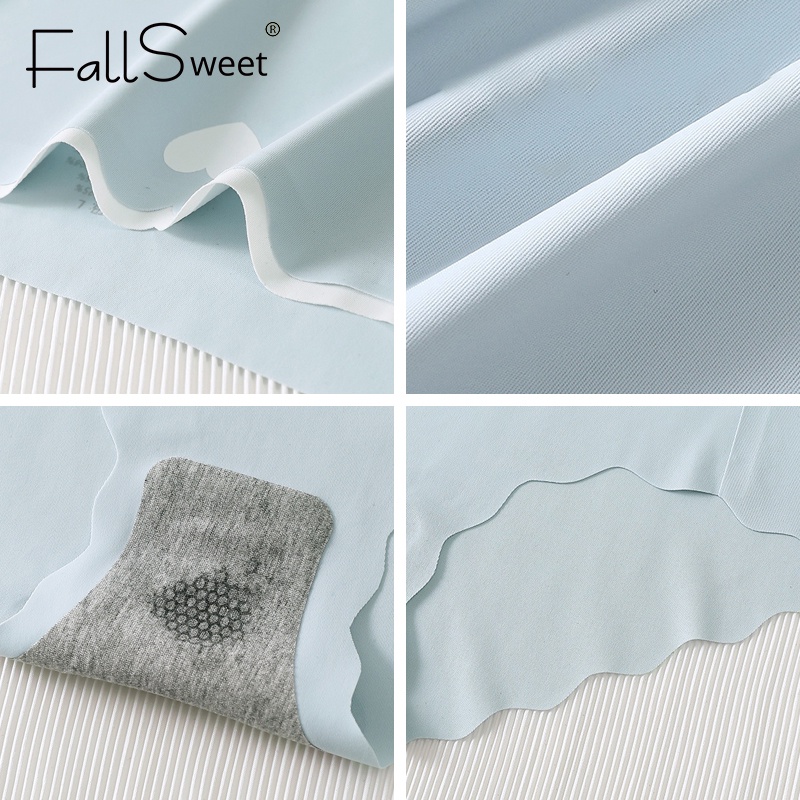 Fallsweet Bộ 5 Quần Lót Nữ Vải Lụa Lạnh Không Đường May Họa Tiết Trái Tim Quả Đào Gợi Cảm