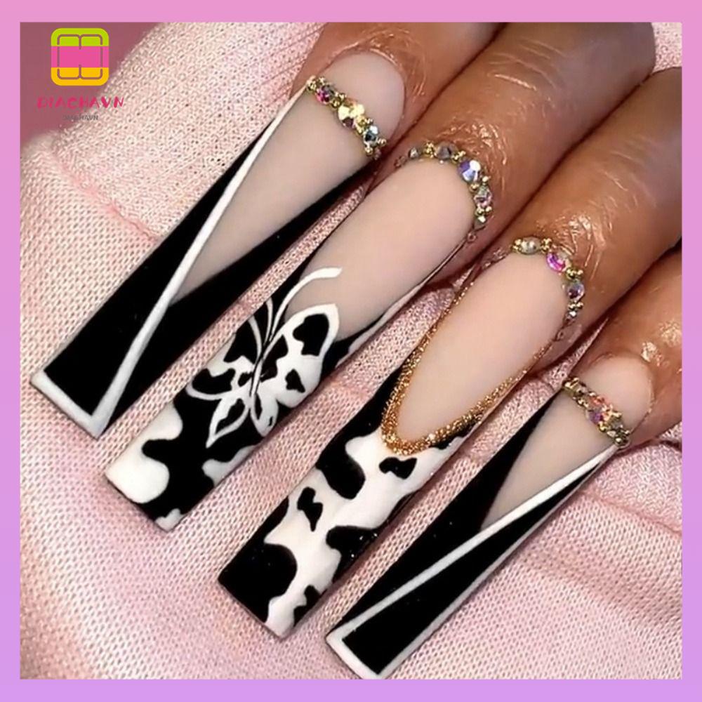 DIACHAVN Bộ Móng Tay Giả Che Phủ Toàn Diện Đầu Vuông DIY