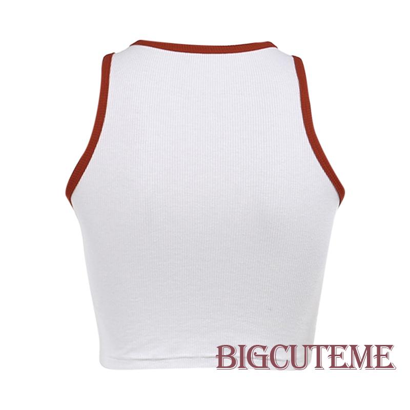 Áo Croptop Sát Nách Cổ Tròn In Chữ Thời Trang Mùa Hè Cho Nữ