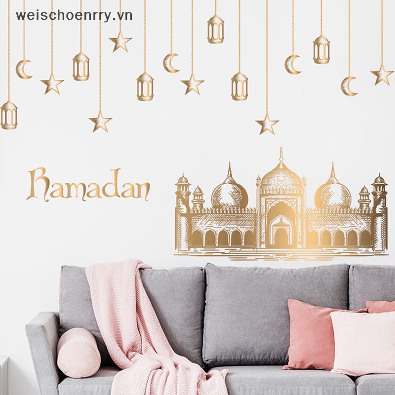 Sticker Dán Cửa Sổ Họa Tiết Eid Mubarak Ramadan Trang Trí Tiệc Hồi Giáo