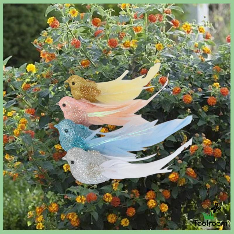 Set 4 Chú Chim Nhân Tạo Mini Bằng Xốp Dùng Trang Trí DIY