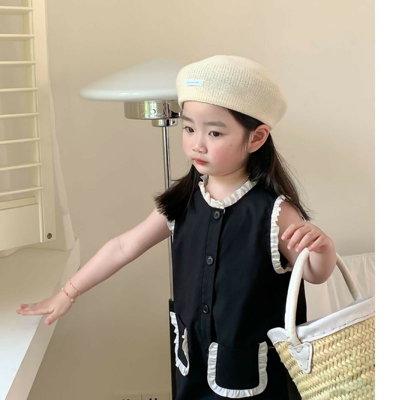 Cô gái ren jumpsuit mùa hè mới bé gái Hàn Quốc jumpsuit phong cách phương Tây mỏng áo búp bê không tay