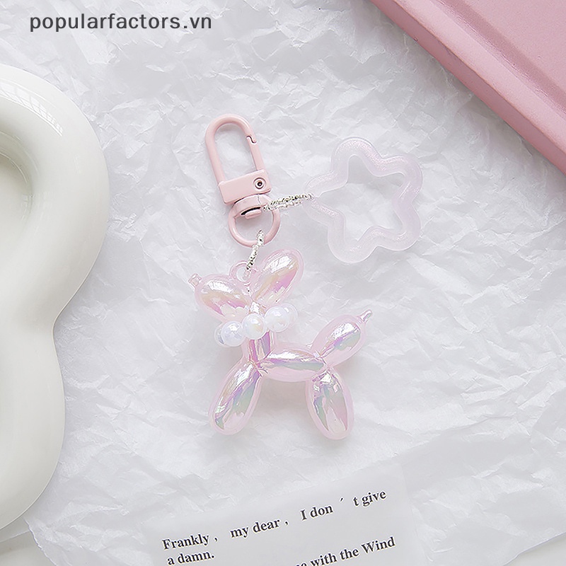 Móc Khóa Acrylic Hình Cún / Ngôi Sao / Bóng Bay Màu Kẹo Dạ Quang Dễ Thương Thời Trang
