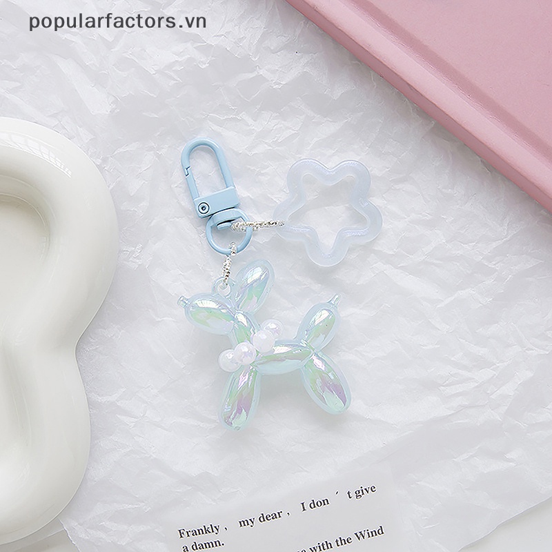 Móc Khóa Acrylic Hình Cún / Ngôi Sao / Bóng Bay Màu Kẹo Dạ Quang Dễ Thương Thời Trang