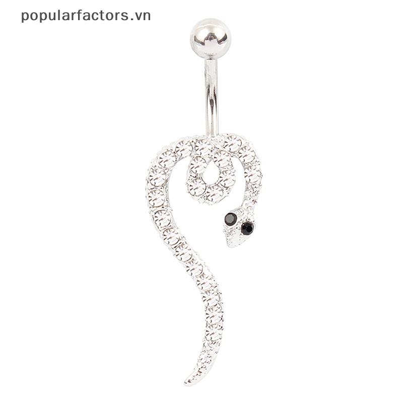 [Phổ Biến] Khuyên Rốn Bằng Thép Không Gỉ Hình Rắn Đính Kim Cương Quyến Rũ