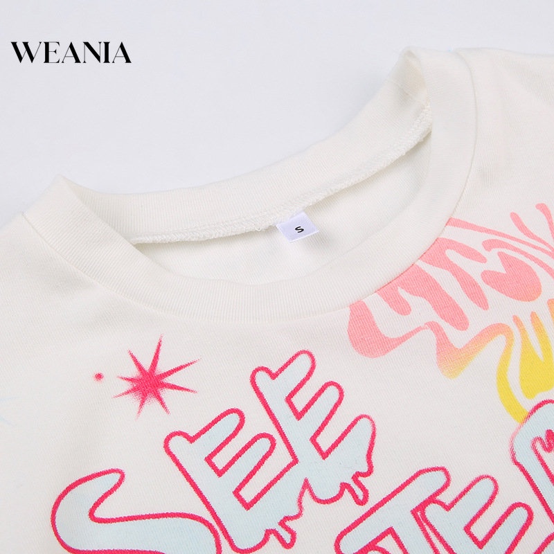 Áo Thun Cotton Tay Ngắn Dáng Rộng In Họa Tiết Graffiti Cá Tính Cho Nữ