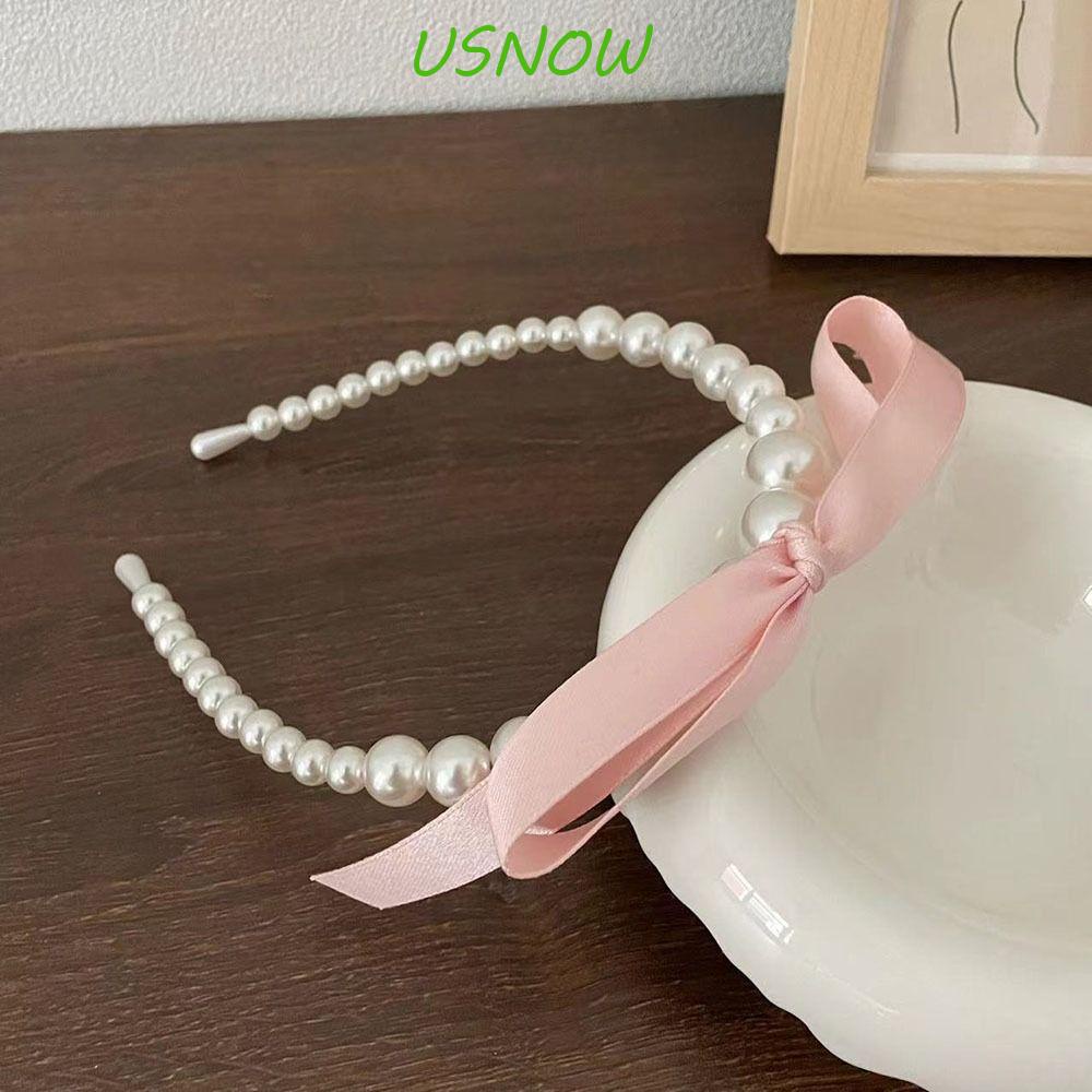 USNOW Băng Đô Cài Tóc Đính Nơ Y2K Đơn Giản Ngọt Ngào Cho Nữ