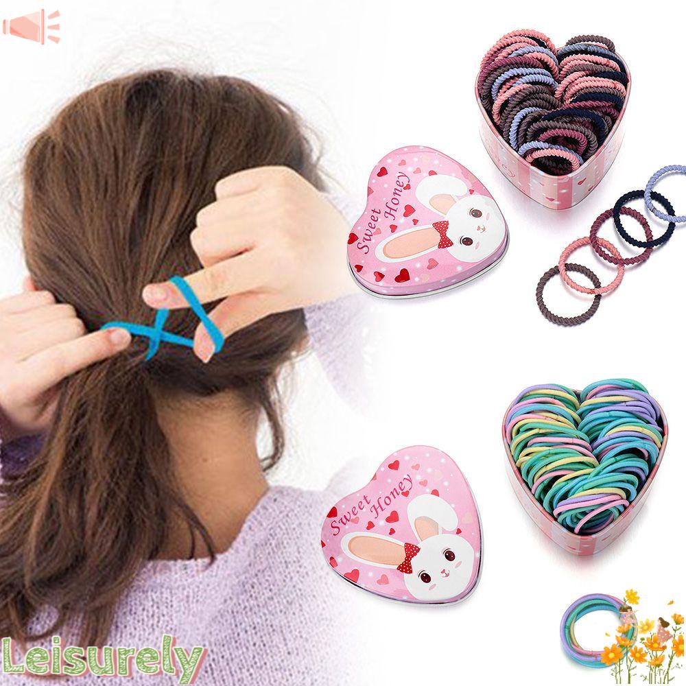 LEILY Hộp 50 Dây Thun Buộc Tóc Đuôi Ngựa Giá Đỡ