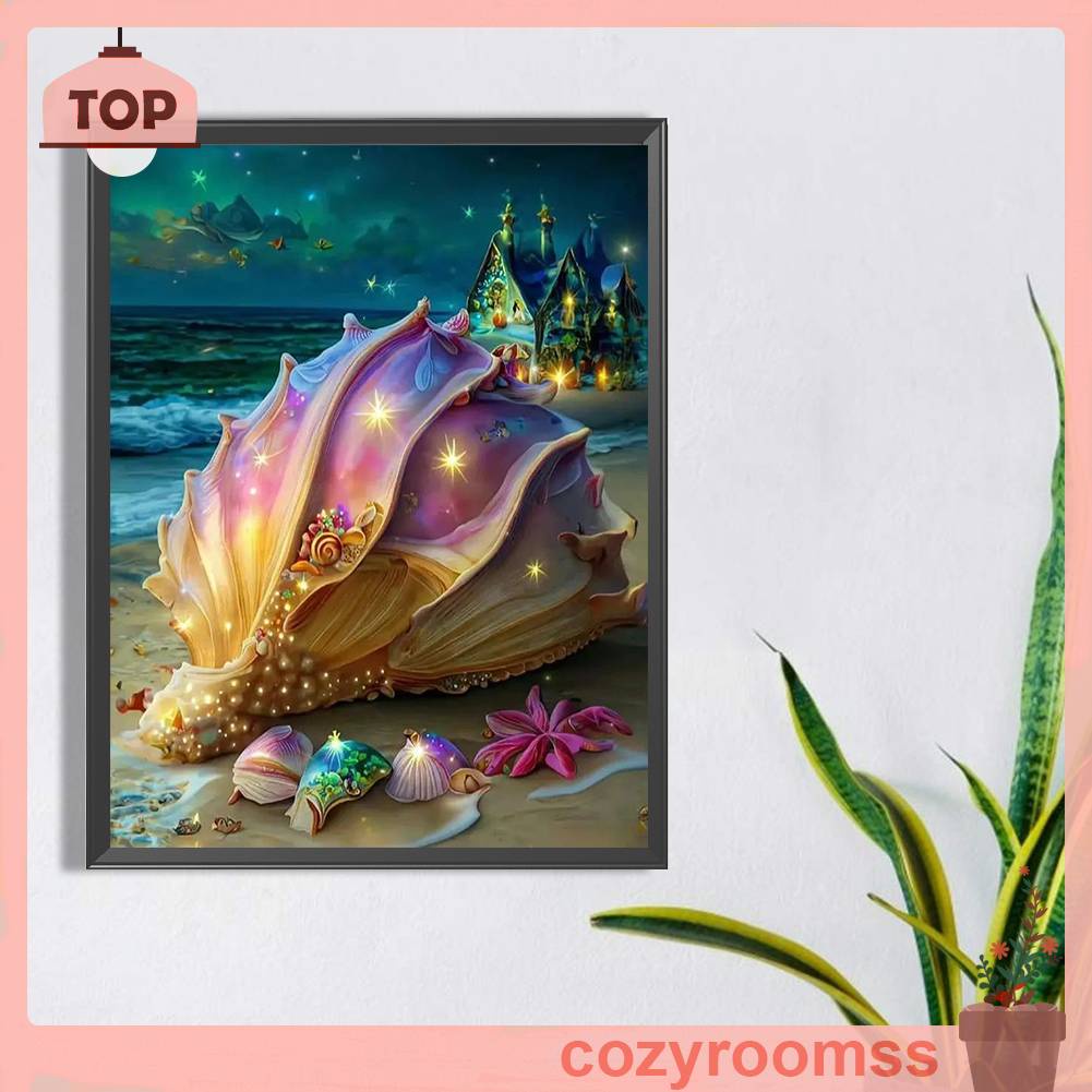 Bộ Tranh Đính Đá 5D Họa Tiết Vỏ Sò Độc Đáo DIY Dùng Trang Trí Nhà Cửa