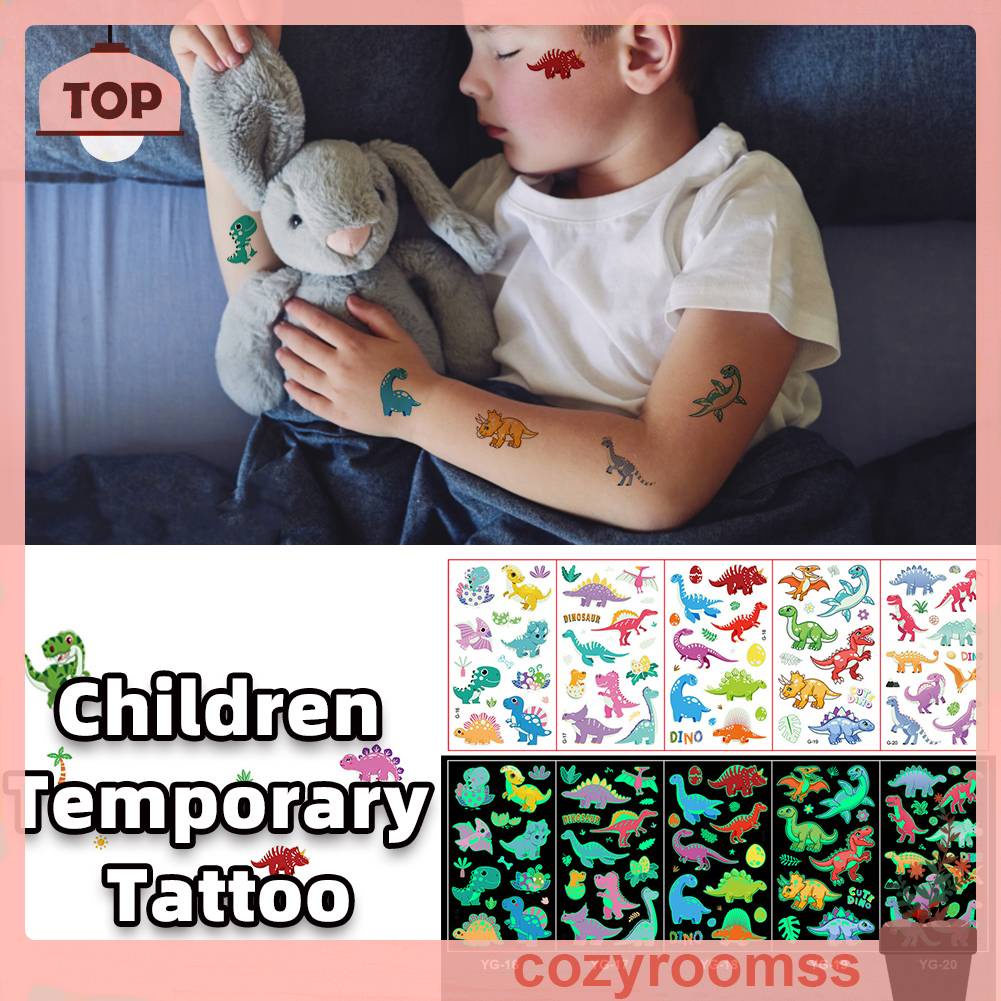 Hình Xăm Dán Họa Tiết Động Vật 3D Dạ Quang Chống Nước Nhiều Màu Sắc Dễ Thương Dành Cho Bé Trai Và Bé Gái