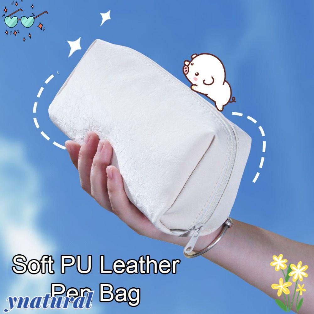 YNATURAL Túi Đựng Bút Bằng Da PU Thiết Kế Sáng Tạo Dành Cho Học Sinh Ốp