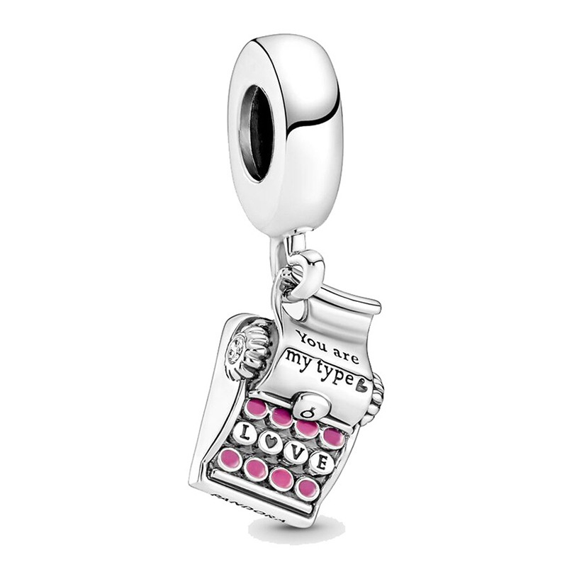 Hạt Charm Hình Trái Tim Màu Hồng Đính Đá Pandora Thời Trang Cho Nữ