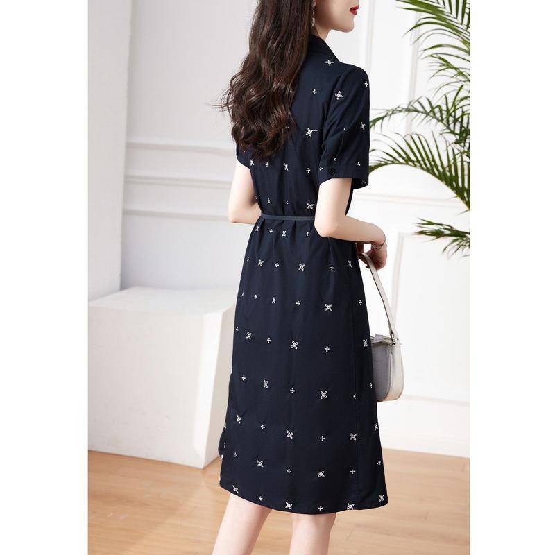 Đầm Đen Dáng Ôm In Họa Tiết Phong Cách Pháp Thời Trang Mùa Hè 2023 Cho Nữ 50KG-100KG 4XL 5XL