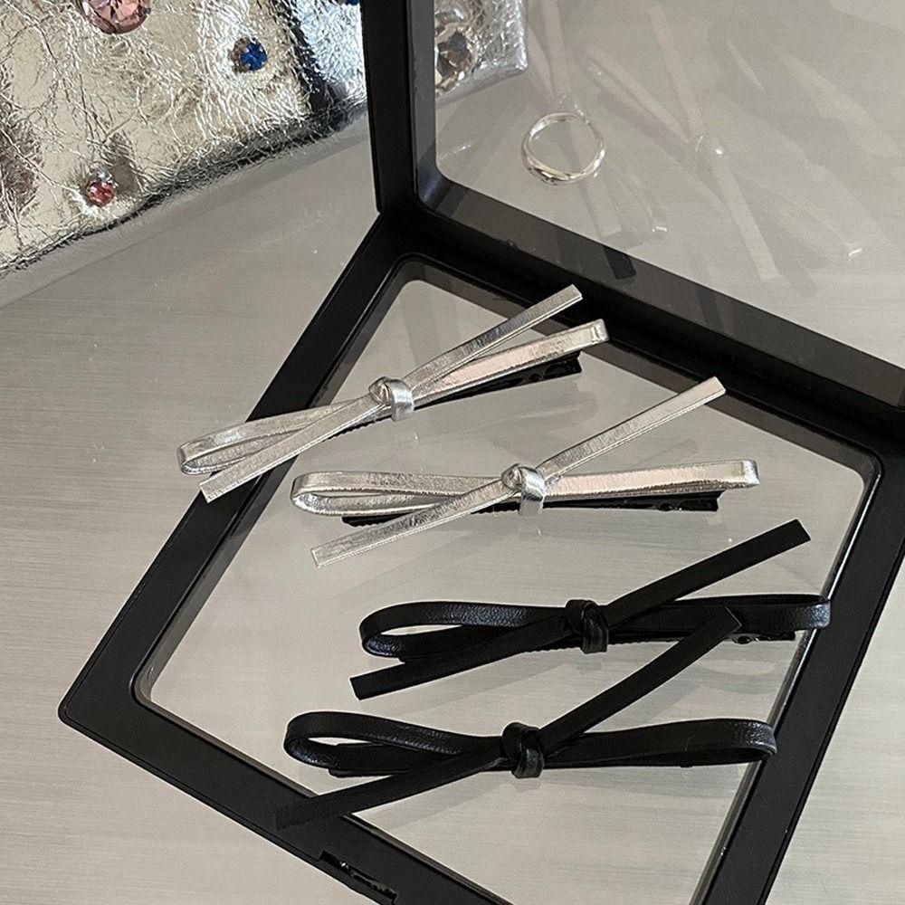 Kẹp Tóc Nơ Bằng Da PU Y2k Thời Trang Dành Cho Nữ