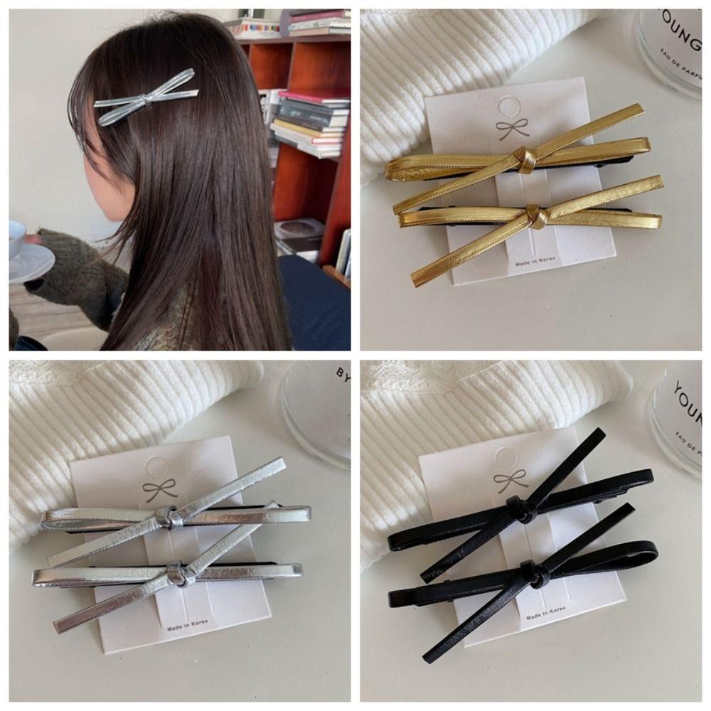 Kẹp Tóc Nơ Bằng Da PU Y2k Dành Cho Nữ