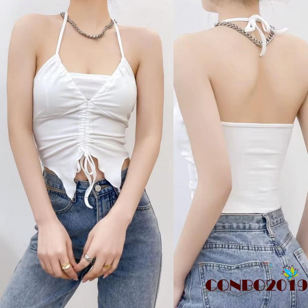 Áo Dây Rút Không Tay Hở Lưng Quyến Rũ Dành Cho Nữ