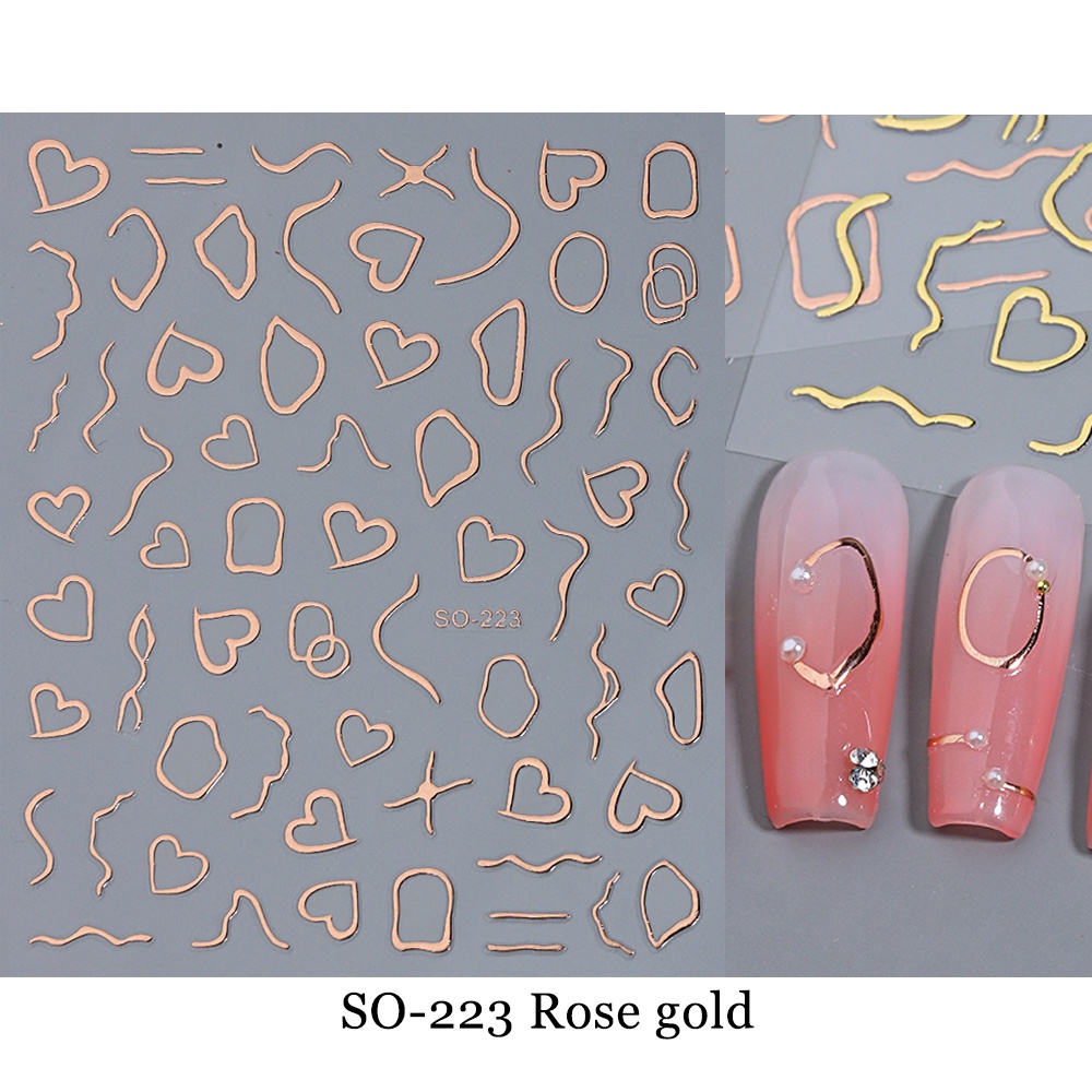 Trái Tim Vàng/Kẻ Sọc 3D Trang Trí Móng Tay Miếng Dán Trang Trí Hoa Hồng Phnom Penh Mật Ong Dụng Cụ Togo Làm Móng Tay Qusl