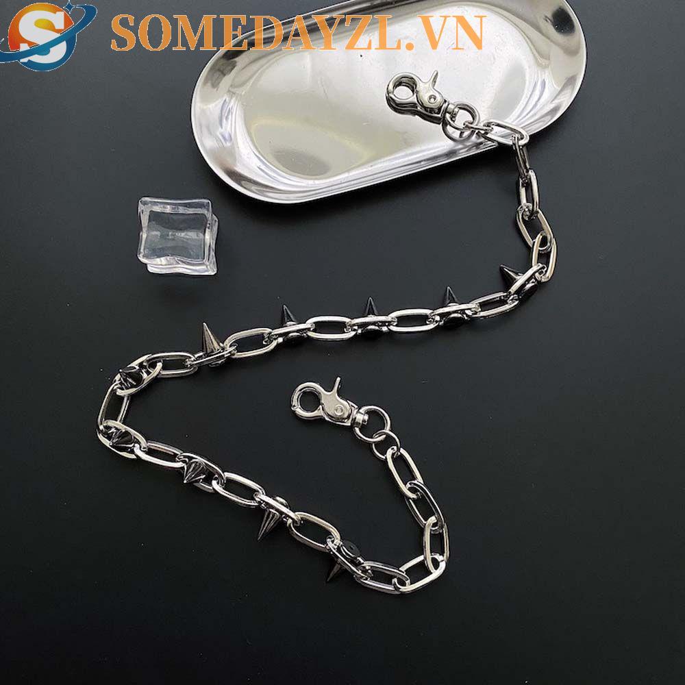 SOMEDAYZL Dây Xích Màu Bạc Đính Đinh Tán Phong Cách Hip Hop Thời Trang Cho Nam Và Nữ
