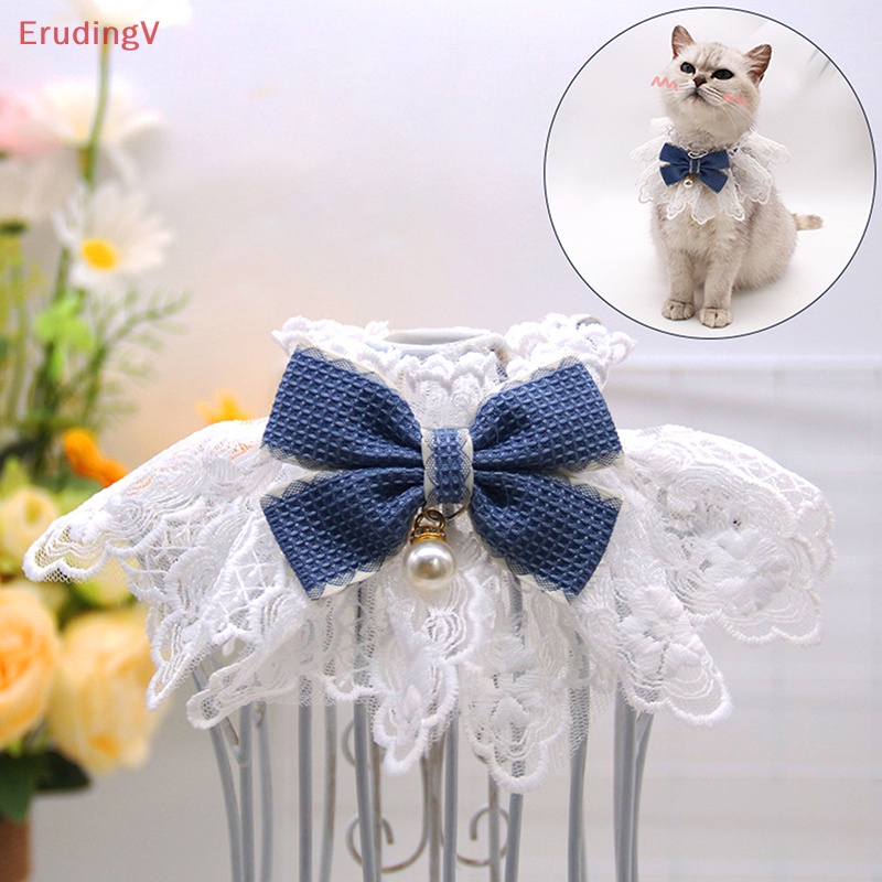 [ErudingV] Khăn Quàng Cổ Thắt Nơ Đính Ngọc Trai Giả Cho Thú Cưng [Mới]