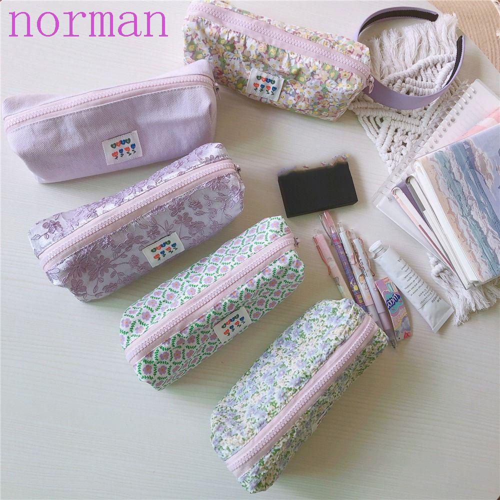 NORMAN Túi Đựng Mỹ Phẩm / Đồ Trang Điểm Họa Tiết Hoa Thời Trang Tiện Dụng Cho Học Sinh