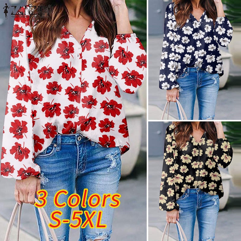 Zanzea Áo Nữ Tay Dài Cổ Chữ V Thời Trang Quyến Rũ