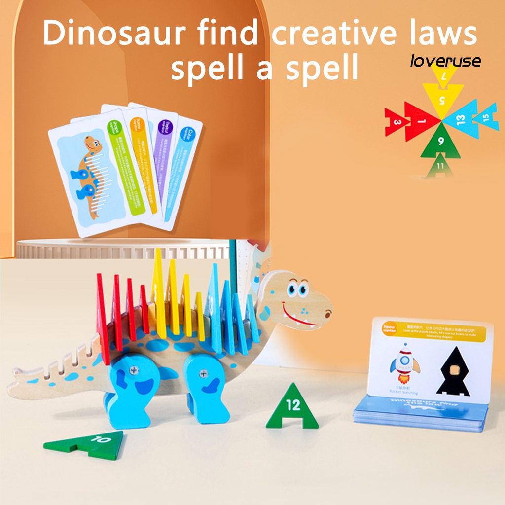 1 Bộ Đồ Chơi Xếp Hình Khủng Long Bằng Gỗ Nhận Biết Màu Sắc Dành Cho Trẻ Mẫu Giáo