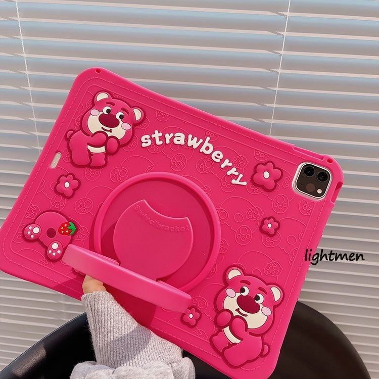 Bao Da Máy Tính Bảng Silicon Dẻo In Hình Gấu Dâu Tây Hoạt Hình Cho Apple iPad Mini 6 10 2 Air 4 / 5 10.9 2022 Pro11 2022 Pro