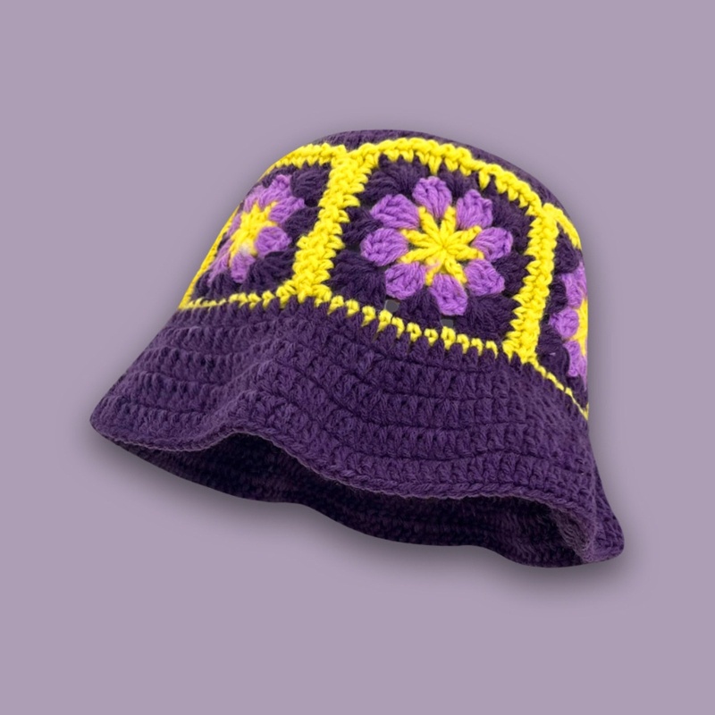 Nón Bucket Đan Móc Chống Nắng In Họa Tiết Hoa Thời Trang Xuân Hè Cho Nữ