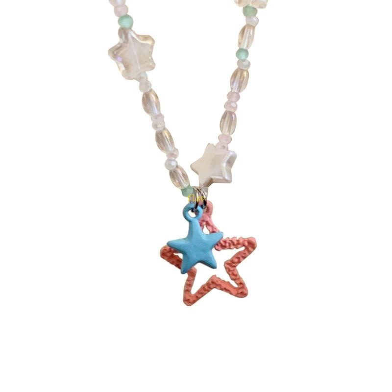 Flgo Vòng Cổ Choker Chuỗi Hạt Pha Lê Mặt Ngôi Sao Rỗng Đơn Giản Cá Tính