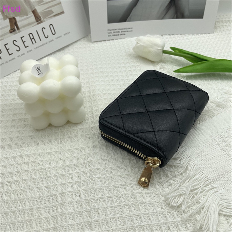 {Ffsd} Ví Ngắn Đựng Tiền Xu Thẻ Bằng Da PU Thêu Họa Tiết Hình Thoi Có Dây Kéo Thời Trang Cho Nữ * Hàng Bán