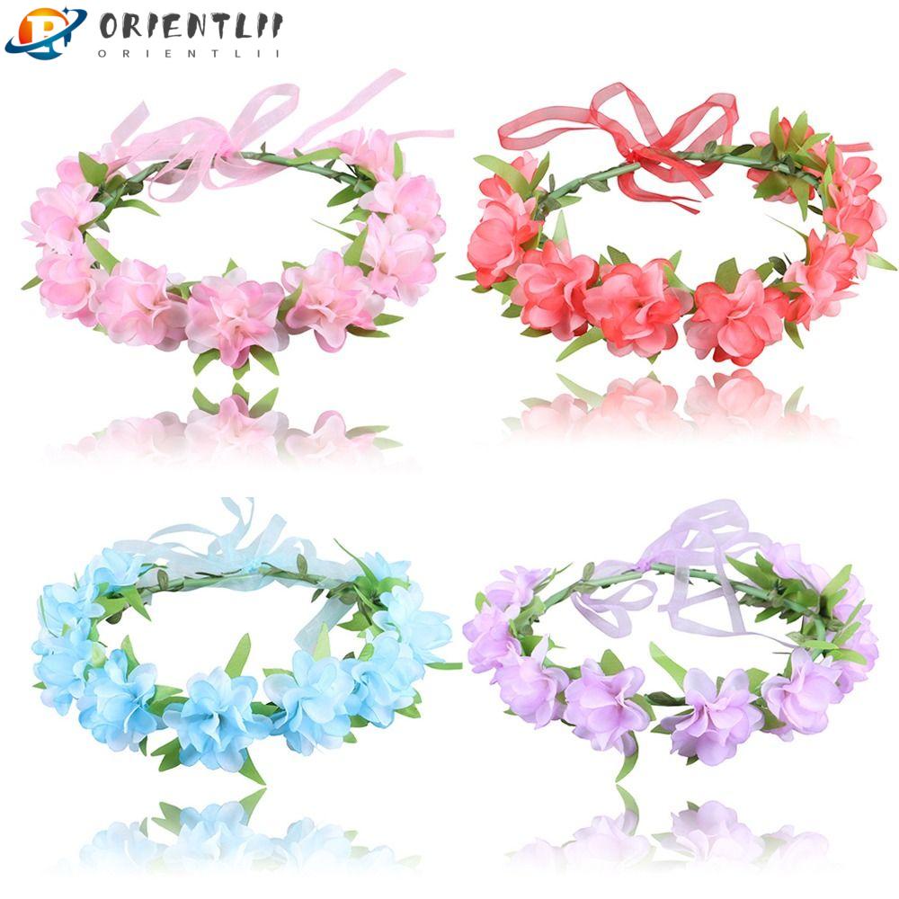 ORIENTLII Vòng Hoa Đội Đầu Màu Sắc Thời Trang Dành Cho Cô Dâu