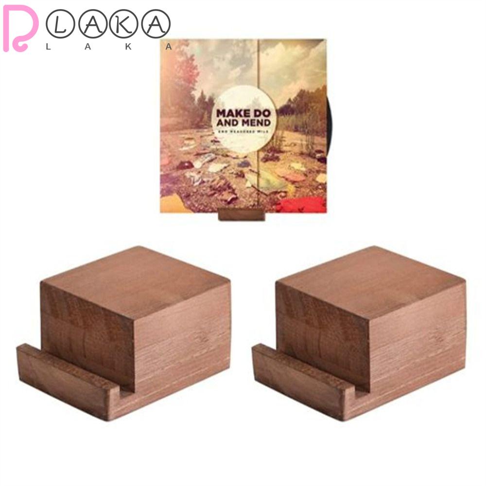 Bộ 2 Giá Đỡ Đĩa Vinyl Bằng Gỗ Nâu 16.8 ounces Kích Thước 4.5X3.4X2.3 Inch
