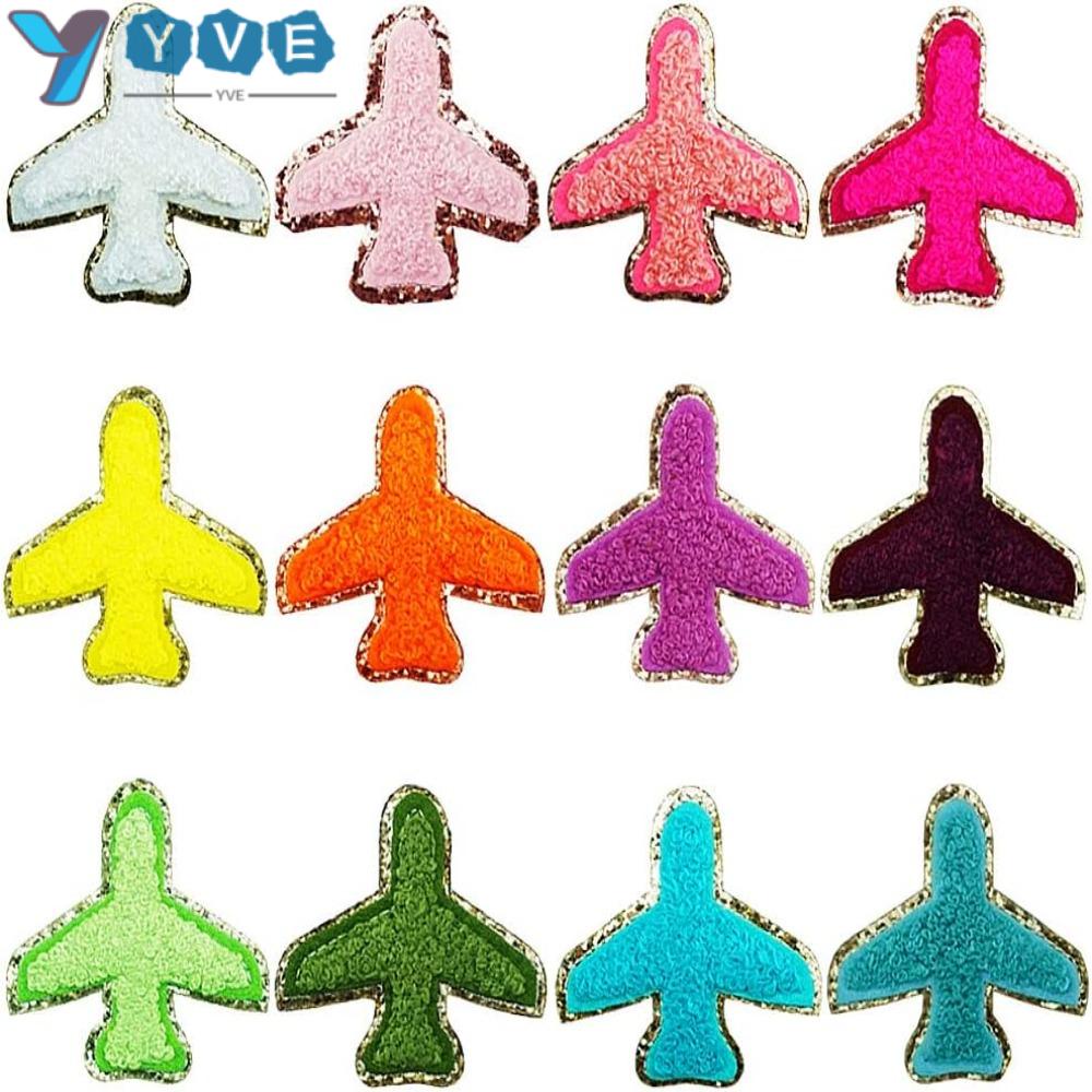 YVE Bộ 12 Miếng Vá Ủi Thêu Hình Máy Bay Hoạt Hình