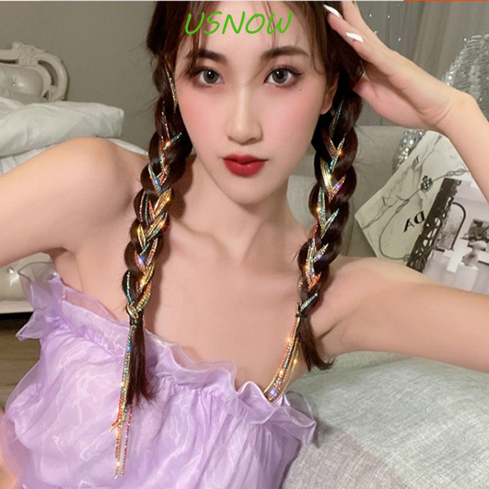 USNOW Kẹp Tóc Đuôi Ngựa Nhiều Lớp Đính Pha Lê Phong Cách Hàn Quốc